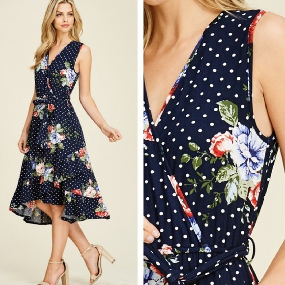 Navy wrap dress - Picture 2 of 6